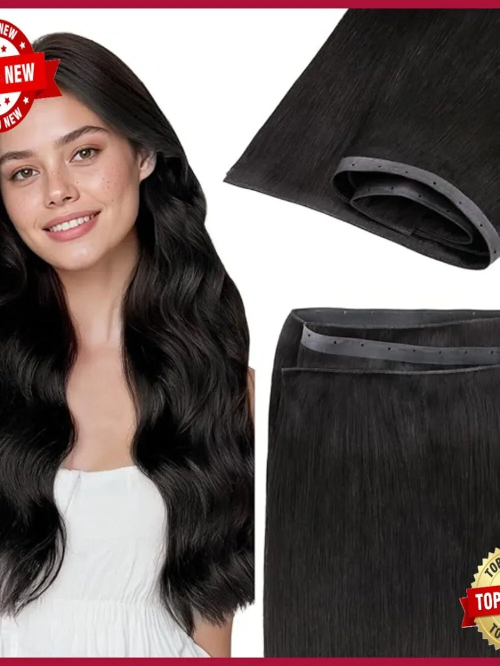 18 Inch Human Hair Extensions, Invisible Weft, Hand-Tied Look, 100g